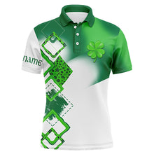 Load image into Gallery viewer, Mens golf polo shirt custom name green clover St Patrick day golf shirts, golfing gifts NQS4741