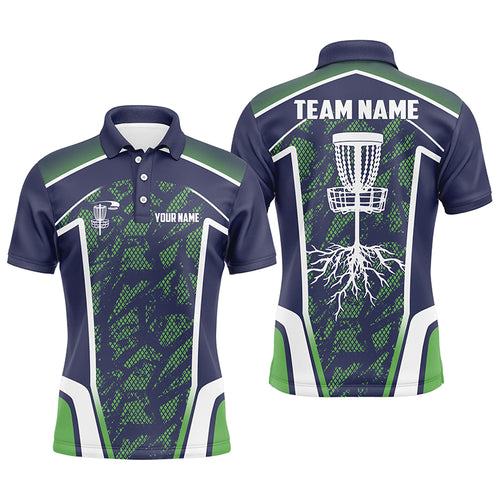 Disc golf hole blue green camo Men polo shirts custom name and team name disc golf shirts for men NQS4971