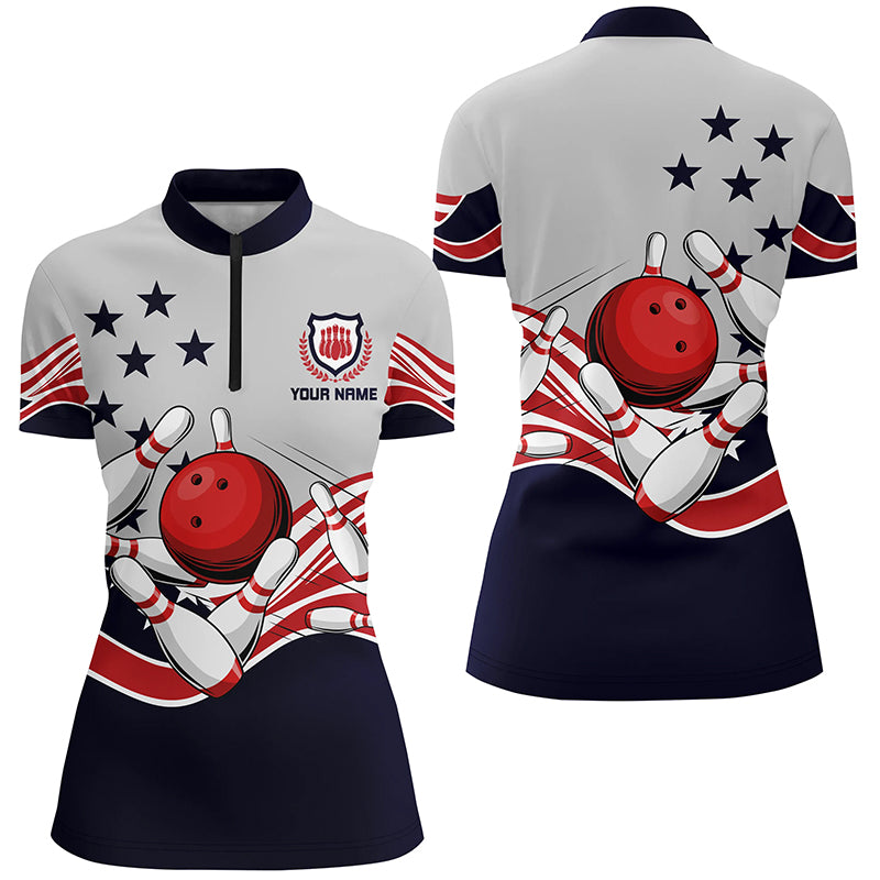 Custom bowling shirt for women – personalized team jersey front view