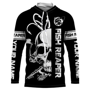 Fish reaper fishing black and white Custom sun protection fishing jersey Shirts, fishing gift NQS3500