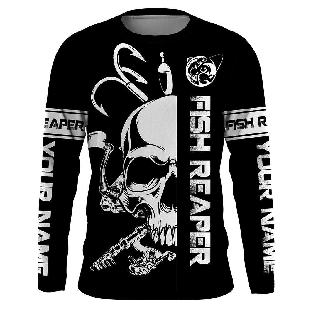 Fish reaper fishing black and white Custom sun protection fishing jersey Shirts, fishing gift NQS3500