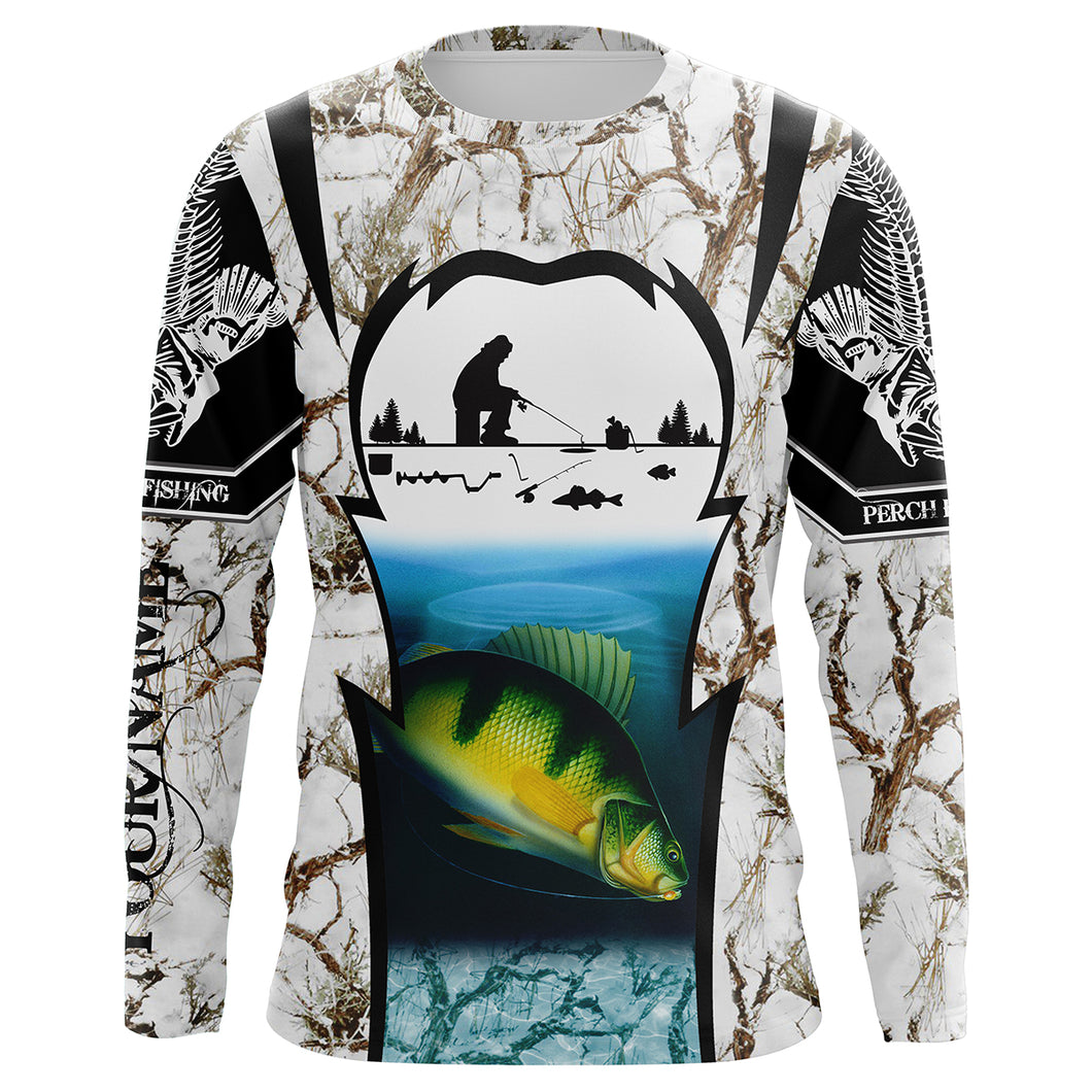 Perch ice fishing Winter camo custom fishing shirts for men Performance UV protection UPF 30+ NQS1013