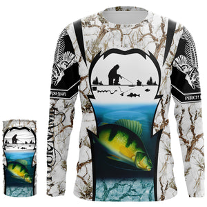 Perch ice fishing Winter camo custom fishing shirts for men Performance UV protection UPF 30+ NQS1013