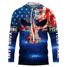 Load image into Gallery viewer, American Flag Fish reaper blue galaxy Custom Long sleeve Shirts UV, personalized Patriotic Fishing gifts NQS2389