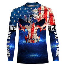 Load image into Gallery viewer, American Flag Fish reaper blue galaxy Custom Long sleeve Shirts UV, personalized Patriotic Fishing gifts NQS2389