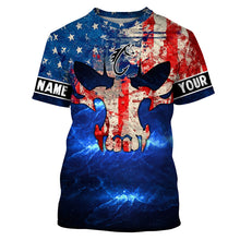 Load image into Gallery viewer, American Flag Fish reaper blue galaxy Custom Long sleeve Shirts UV, personalized Patriotic Fishing gifts NQS2389