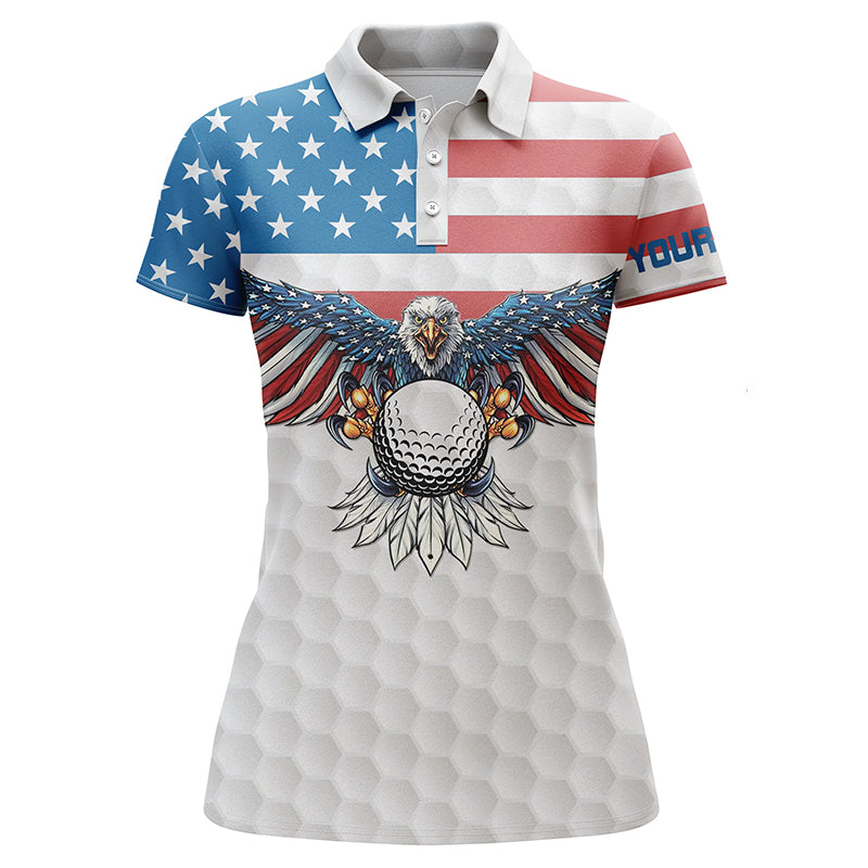 American flag eagle golf ball custom name Womens golf polos shirts patriot golf gifts NQS4582