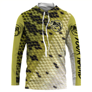 Largemouth Bass fishing green scales Custom Name UV protection UPF 30+ fishing jersey NQS2976