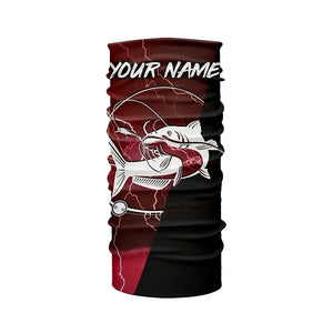 Catfish Fishing tattoo red camo lightning black Custom name performance long sleeve fishing shirts NQS5292