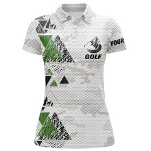 Load image into Gallery viewer, Black and green triangle custom name camo Women golf polo shirt, best ladies golf wear NQS6428