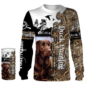 Duck hunt waterfowl hunting dog labrador retriever camouflage clothes Customize Name 3D All Over Printed Shirts plus size NQS1021