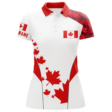 Load image into Gallery viewer, Women golf polo shirts Canadian flag custom patriotic red maple leaf golf shirt for ladies golf wears NQS7169