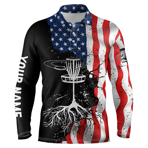 Vintage American flag patriotic Disc Golf Performance Men polo shirts custom disc golf shirt for men NQS4999