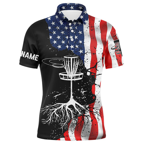 Vintage American flag patriotic Disc Golf Performance Men polo shirts custom disc golf shirt for men NQS4999