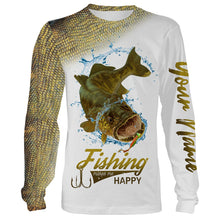 Load image into Gallery viewer, Walleye Scale Fishing Makes Me Happy Customize Name 3D All Over Printed fishing Shirts NQS366