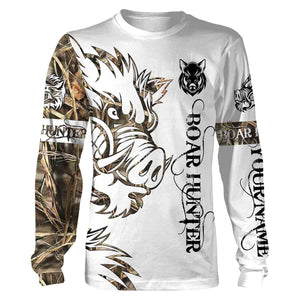 Boar Hunting Tattoo camo hunting clothes skull Customize Name 3D All Over Printed Shirts NQS869