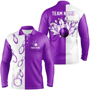 Purple and white retro vintage Bowling polo shirts for men custom Bowling team jerseys NQS6656