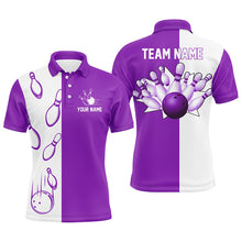 Load image into Gallery viewer, Purple and white retro vintage Bowling polo shirts for men custom Bowling team jerseys NQS6656