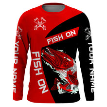 Load image into Gallery viewer, Northern Pike fishing Canadian flag Custom sun protection Long sleeve Fishing Shirt, Pike Fishing Gift NQS4594