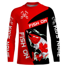 Load image into Gallery viewer, Salmon fishing Canadian flag Custom sun protection Long sleeve Fishing Shirt, Salmon Fishing Gift NQS4596