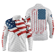 Load image into Gallery viewer, Golf club white polo shirt mens custom name American flag patriotic Polo shirt NQS2987