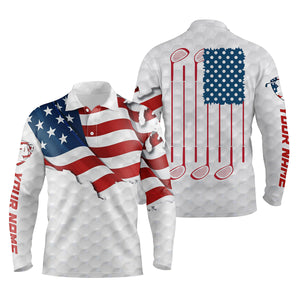 Golf club white polo shirt mens custom name American flag patriotic Polo shirt NQS2987