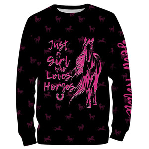 Just a girl who loves horses tattoo pink camo Customize Name 3D All Over Printed Shirts NQS2989