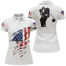 Load image into Gallery viewer, Womens golf polo shirts American flag patriotic golf shirts custom name golf polo for women NQS5010