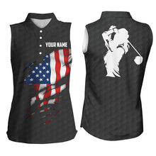 Load image into Gallery viewer, Womens sleeveless polo shirt American flag patriotic golf shirts custom sleeveless golf tops for women NQS5010