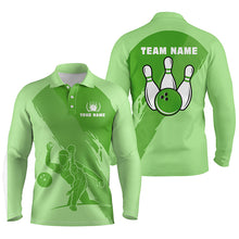Load image into Gallery viewer, Personalized 3D bowling polo shirts for men, Custom green team bowling jerseys for men NQS5301