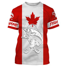 Load image into Gallery viewer, Bass Fishing 3D Canadian Flag Customize name All over print shirts NQS490