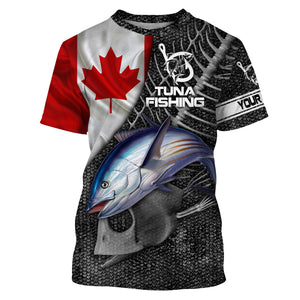 Canadian Flag Bluefin Tuna Fishing Custom long sleeve performance Fishing Shirts, Tuna Fishing jerseys NQS3807