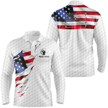 Load image into Gallery viewer, Mens golf polo shirt custom American flag white golf ball skin patriotic golf shirt for mens NQS6668