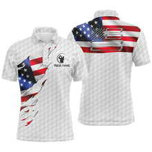 Load image into Gallery viewer, Mens golf polo shirt custom American flag white golf ball skin patriotic golf shirt for mens NQS6668