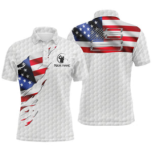 Mens golf polo shirt custom American flag white golf ball skin patriotic golf shirt for mens NQS6668