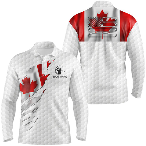Mens golf polo shirt custom Canadian flag white golf ball skin patriotic golf shirt for mens NQS6669