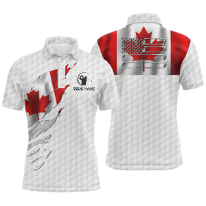 Mens golf polo shirt custom Canadian flag white golf ball skin patriotic golf shirt for mens NQS6669