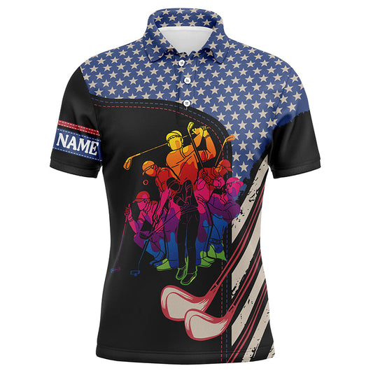 Men golf polo shirts American flag golf clubs custom team golf polo shirts, personalized golf gifts NQS4409