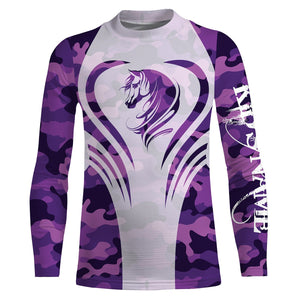 Love Horse purple camo Custom All over print Shirts, personalized horse gifts for girls - NQS2688