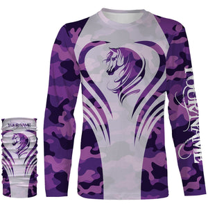 Love Horse purple camo Custom All over print Shirts, personalized horse gifts for girls - NQS2688