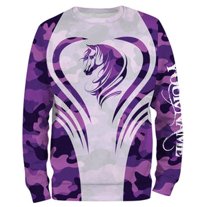 Love Horse purple camo Custom All over print Shirts, personalized horse gifts for girls - NQS2688