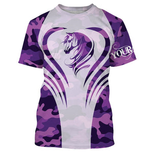 Love Horse purple camo Custom All over print Shirts, personalized horse gifts for girls - NQS2688