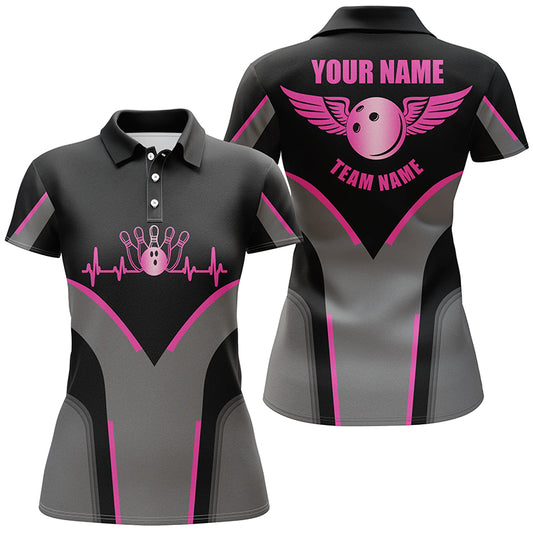 Custom bowling shirt for women – personalized team jersey front view