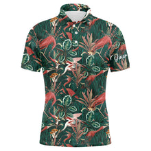 Load image into Gallery viewer, Men golf polo shirts flamingo green tropical jungle pattern custom name team golf polo shirts NQS4777