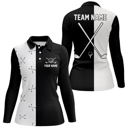Black and white Womens golf polo shirt custom golf clubs golf shirt for ladies, team golf clothes NQS6680