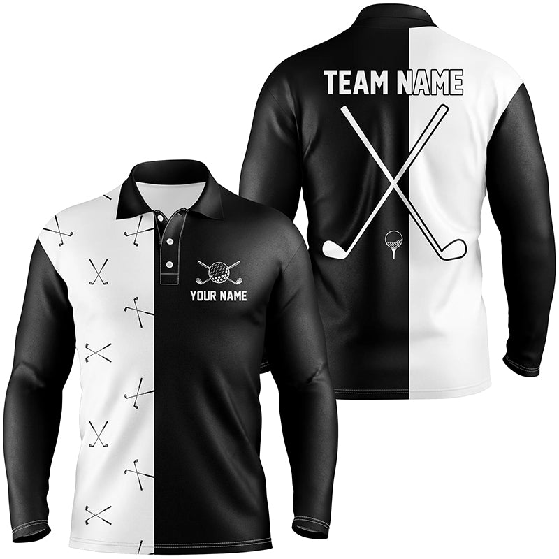 Black and white Mens golf polo shirt custom golf clubs golf shirt for mens, team mens golf clothes NQS6680