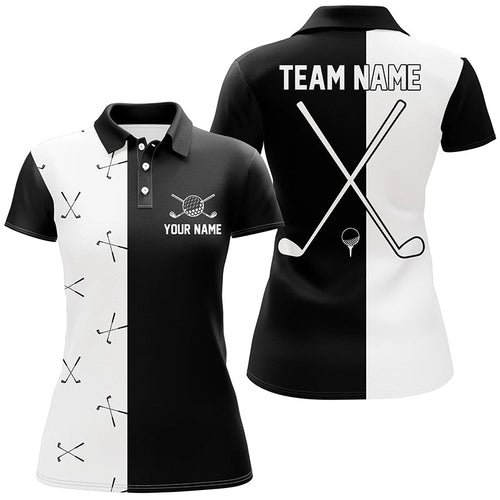 Black and white Womens golf polo shirt custom golf clubs golf shirt for ladies, team golf clothes NQS6680