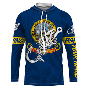 ID Fishing Custom Idaho Flag Fish hook skull Custom sun protection fishing shirts for men, women NQS3346