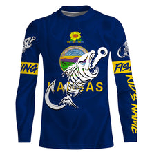 Load image into Gallery viewer, KS Fishing Custom Kansas Flag Fish hook skull Custom sun protection fishing shirts for men, women NQS3349