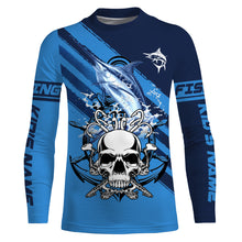 Load image into Gallery viewer, Personalized Marlin Fish reaper Anchor Saltwater blue sea UV Long Sleeve Performance Fishing Shirts NQS3813